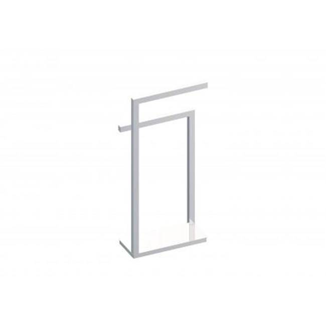 Kartners Free Standing - Square Double Towel Rail (Opposing Sides)-Brushed Chrome