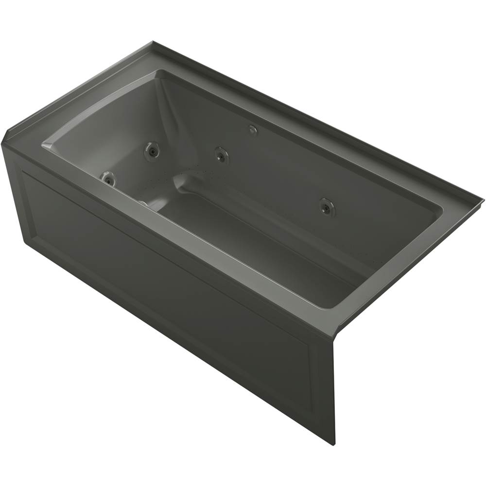 Kohler Archer® 60'' x 30'' integral apron Heated BubbleMassage™ air bath and whirlpool with right-hand drain