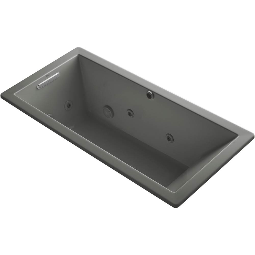 Kohler Underscore® Rectangle 66'' x 26-3/16'' heated whirlpool bath with end drain