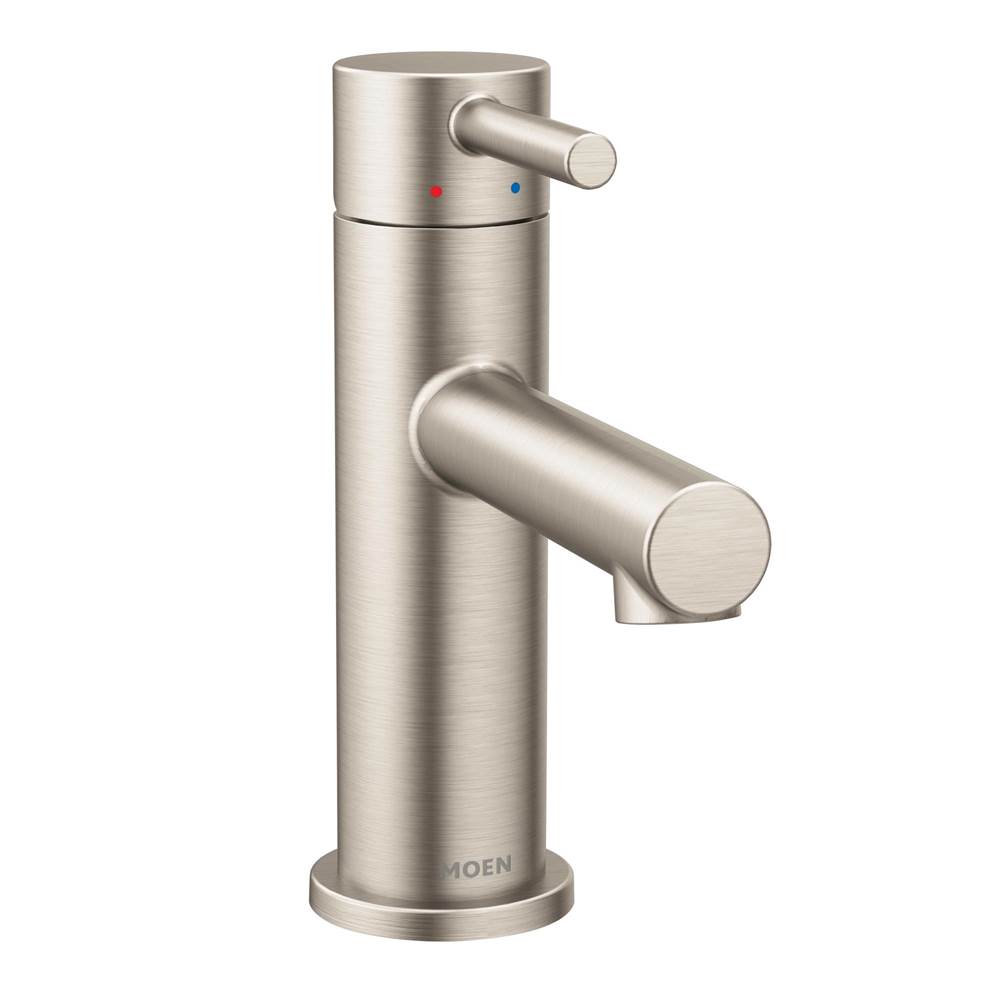Moen Align One-Handle Modern Bathroom Faucet with Drain Assembly and Optional Deckplate, Brushed Nickel