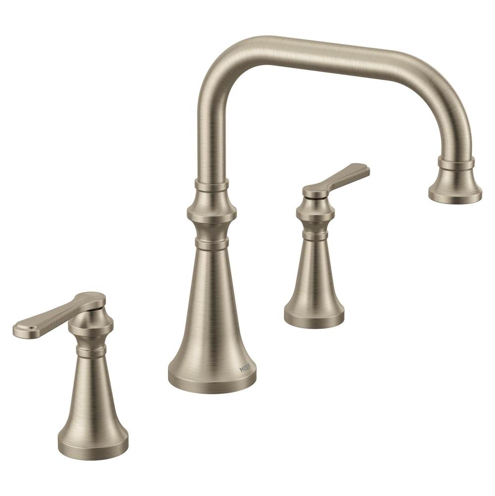 Moen Colinet Two Handle Deck-Mount Roman Tub Faucet Trim with Lever Handles, Valve Required, in Brushed Nickel