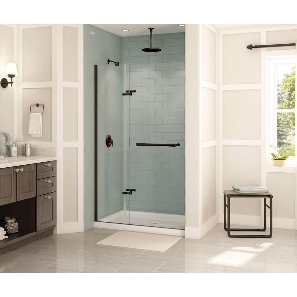 Maax Reveal 71 44-47 x 71 1/2 in. 8mm Pivot Shower Door for Alcove Installation with Clear glass in Dark Bronze