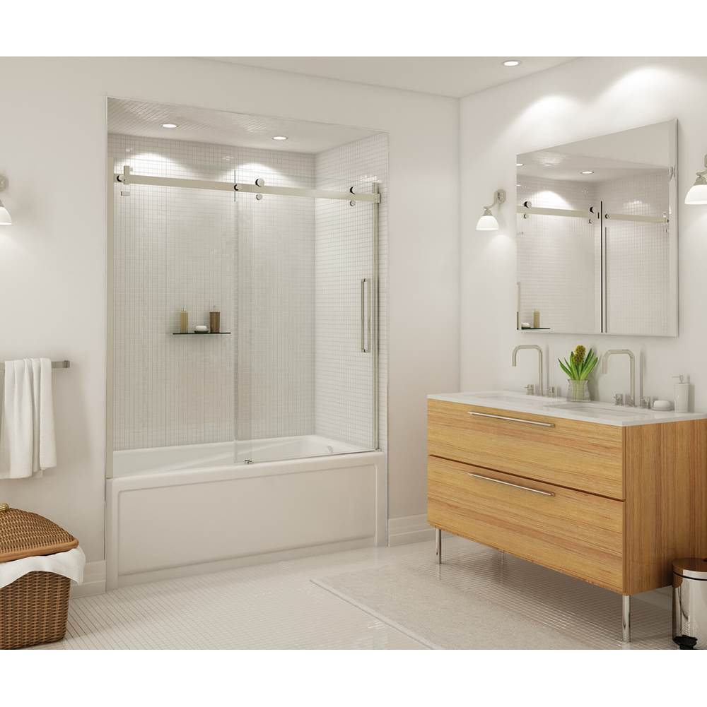 Maax Halo 56 1/2-59 x 59 in. 8 mm Sliding Tub Door for Alcove Installation with Clear glass in Brushed Nickel