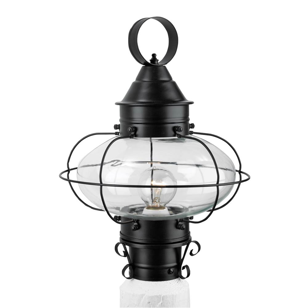 Norwell Cottage Onion Outdoor Post Lantern - Black with Clear Glass
