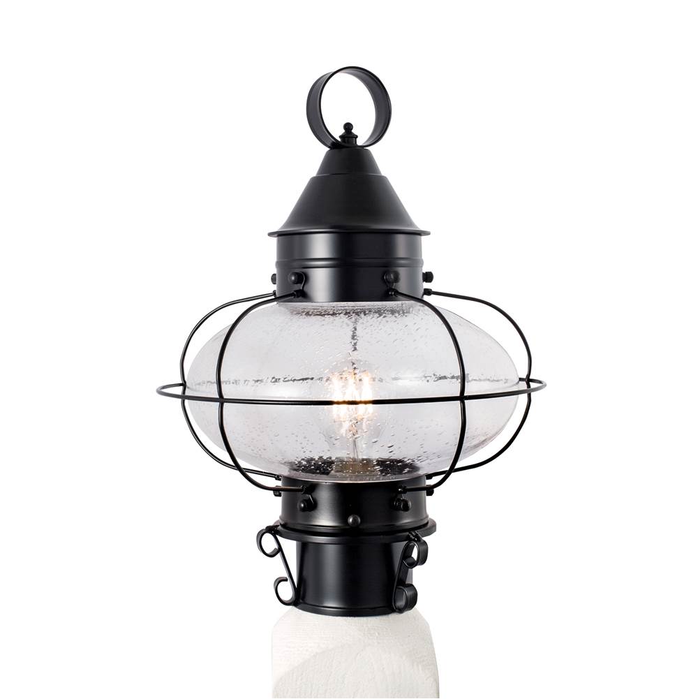 Norwell Cottage Onion Outdoor Post Lantern - Black with Seeded Glass