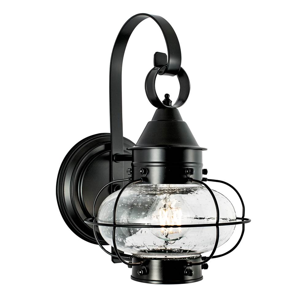 Norwell Cottage Onion Outdoor Wall Light - Black with Seeded Glass