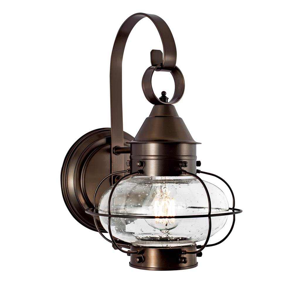 Norwell Cottage Onion Outdoor Wall Light - Bronze with Seeded Glass