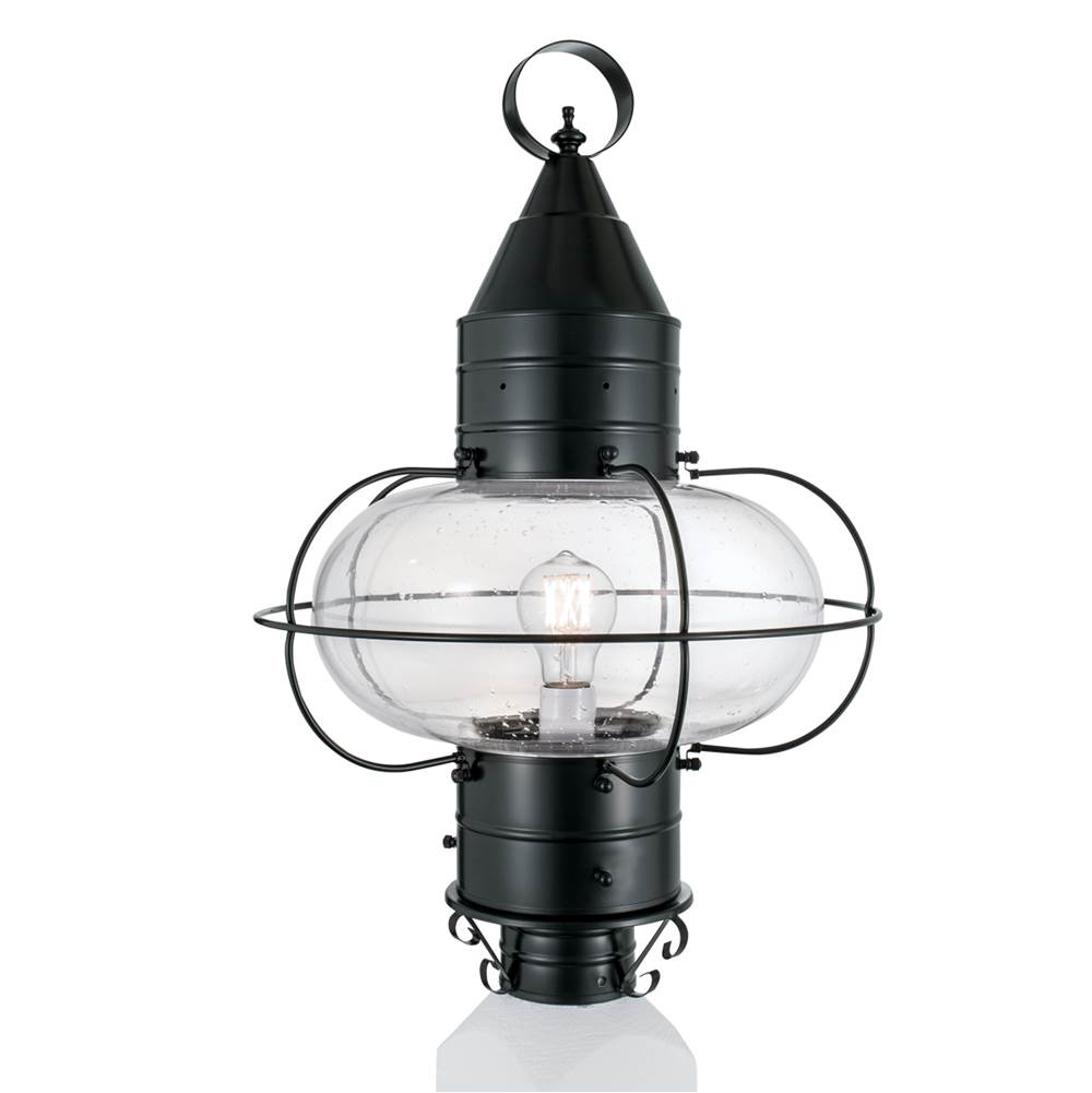 Norwell Classic Onion Outdoor Post Light - Black with Seeded Glass