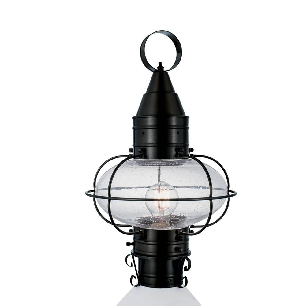 Norwell Classic Onion Outdoor Post Light - Black with Seeded Glass