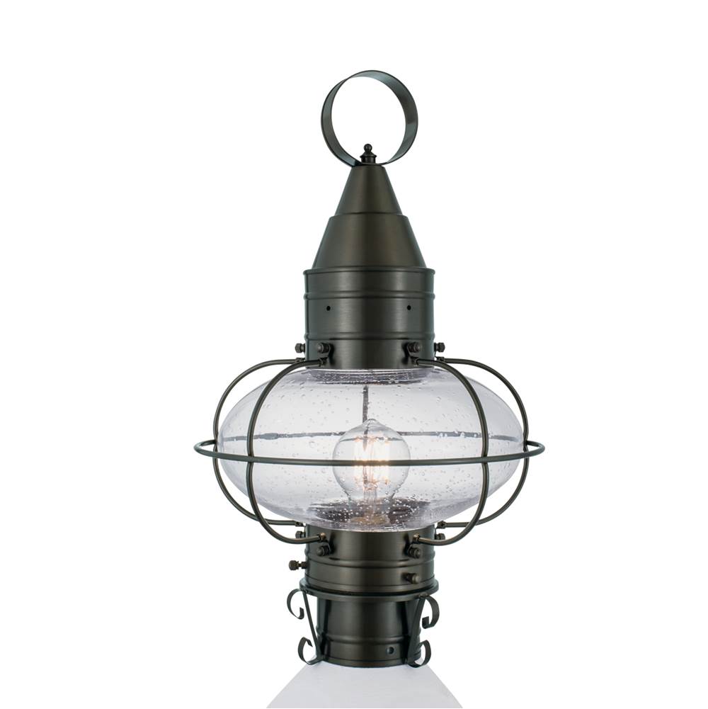 Norwell Classic Onion Outdoor Post Light - Gun Metal with Seeded Glass