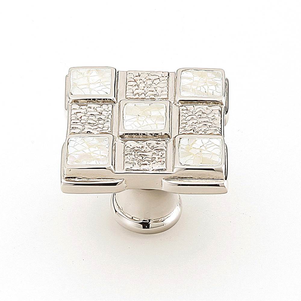 Schaub And Company Knob, Square, White Mother of Pearl, Polished Nickel, 1-1/4'' dia