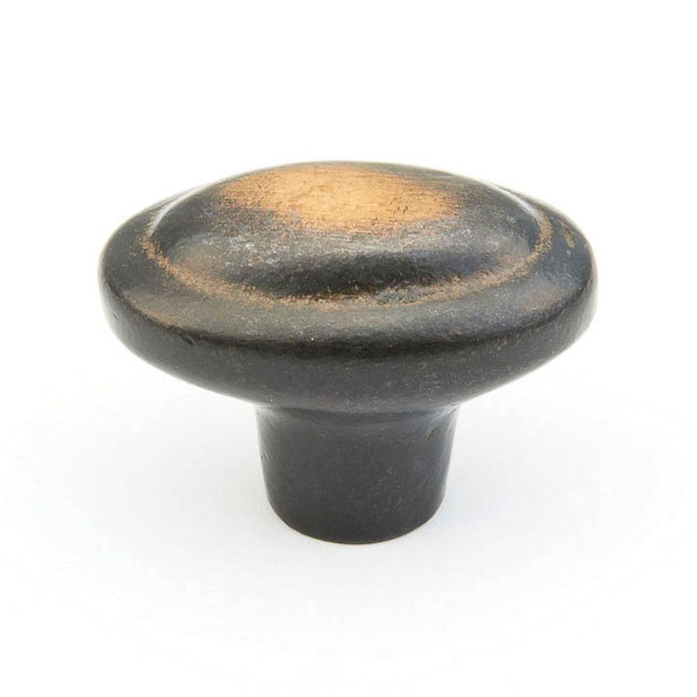 Schaub And Company Knob, Oval, Antique Bronze, 1-7/8'' dia