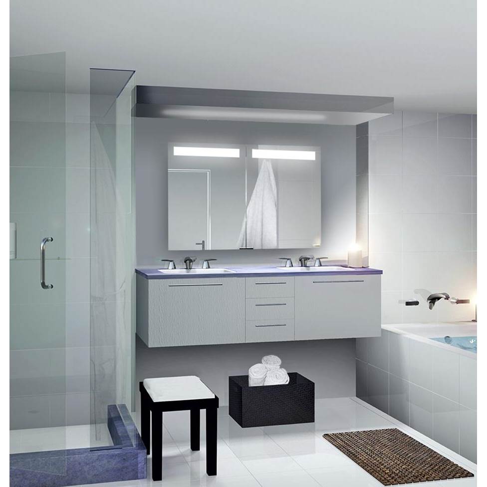 SIDLER® Diamando™ LED Double Mirror Doors with 2 built-in outlets W 35 1/4'' / H 32'' / D 4''