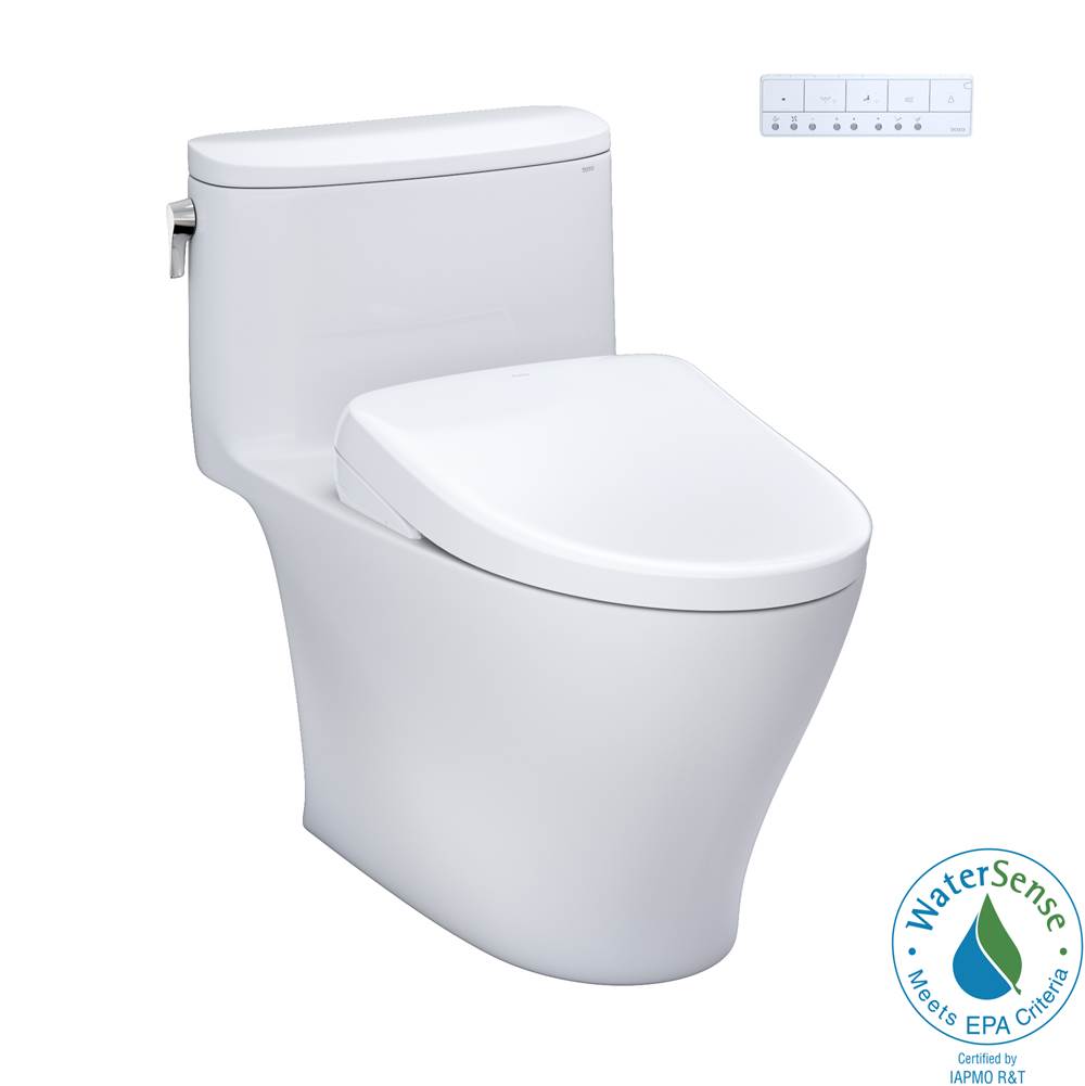 TOTO TOTO WASHLET plus Nexus One-Piece Elongated 1.28 GPF Toilet with S7A Contemporary Bidet Seat, Cotton White - MW6424736CEFGNo.01