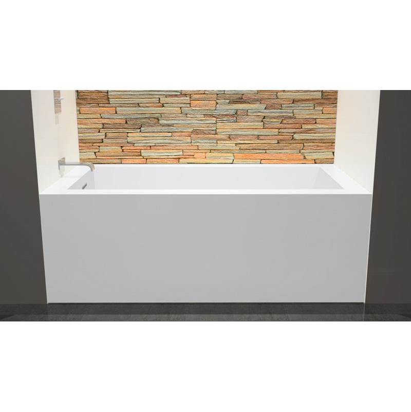 WETSTYLE Cube Bath 60 X 32 X 21 - 3 Walls - R Hand Drain - Built In Bn O/F & Drain - Copper Con - White Matt