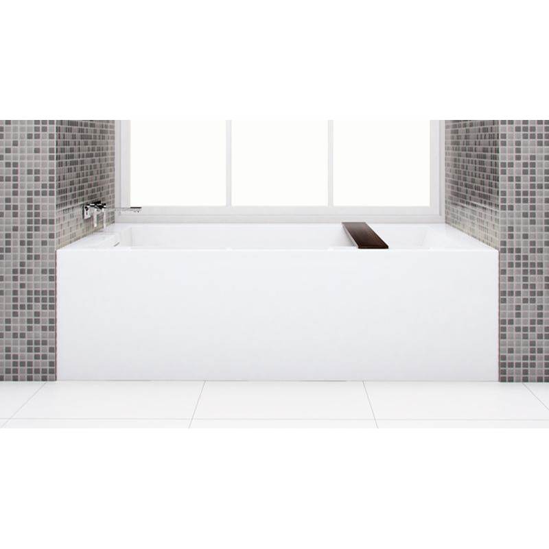 WETSTYLE Cube Bath 66 X 32 X 19.75 - 2 Walls - L Hand Drain - Built In Sb O/F & Drain - White Matt
