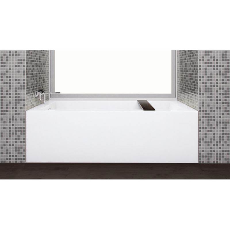 WETSTYLE Cube Bath 60 X 30 X 18 - 1 Wall - R Hand Drain - Built In Pc O/F & Drain - White True High Gloss