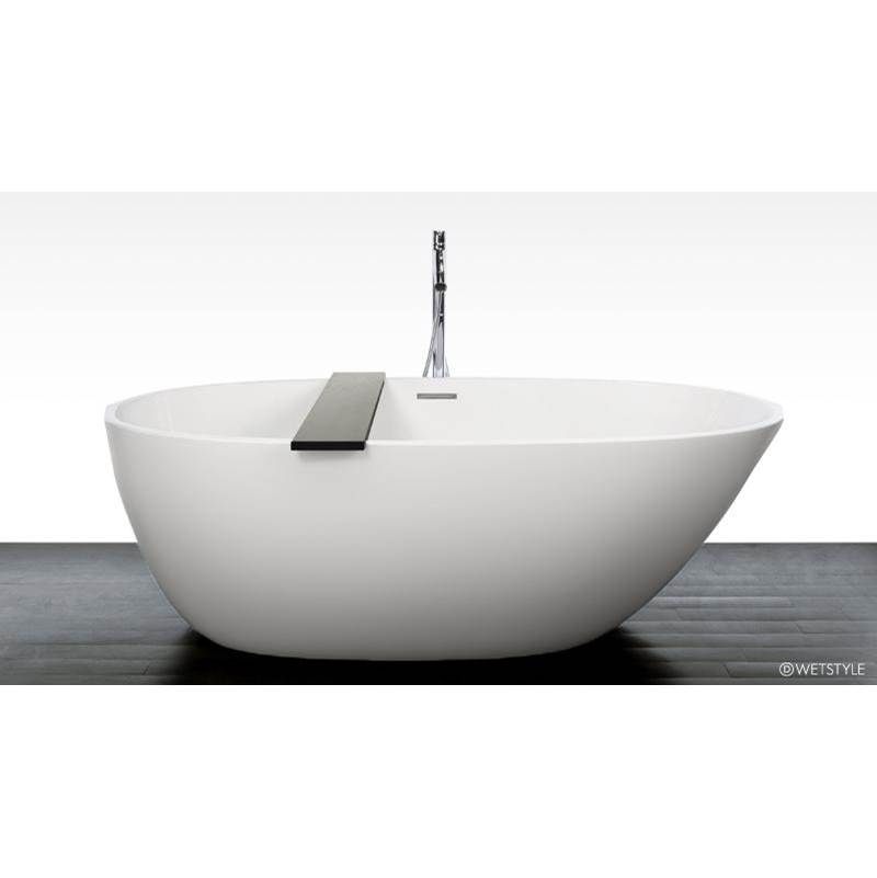 WETSTYLE Be Bath 70 X 38 X 22 - Fs  - Built In Nt O/F & Mb Drain -  Surround Wood Shelf -  Mozambique White Dual