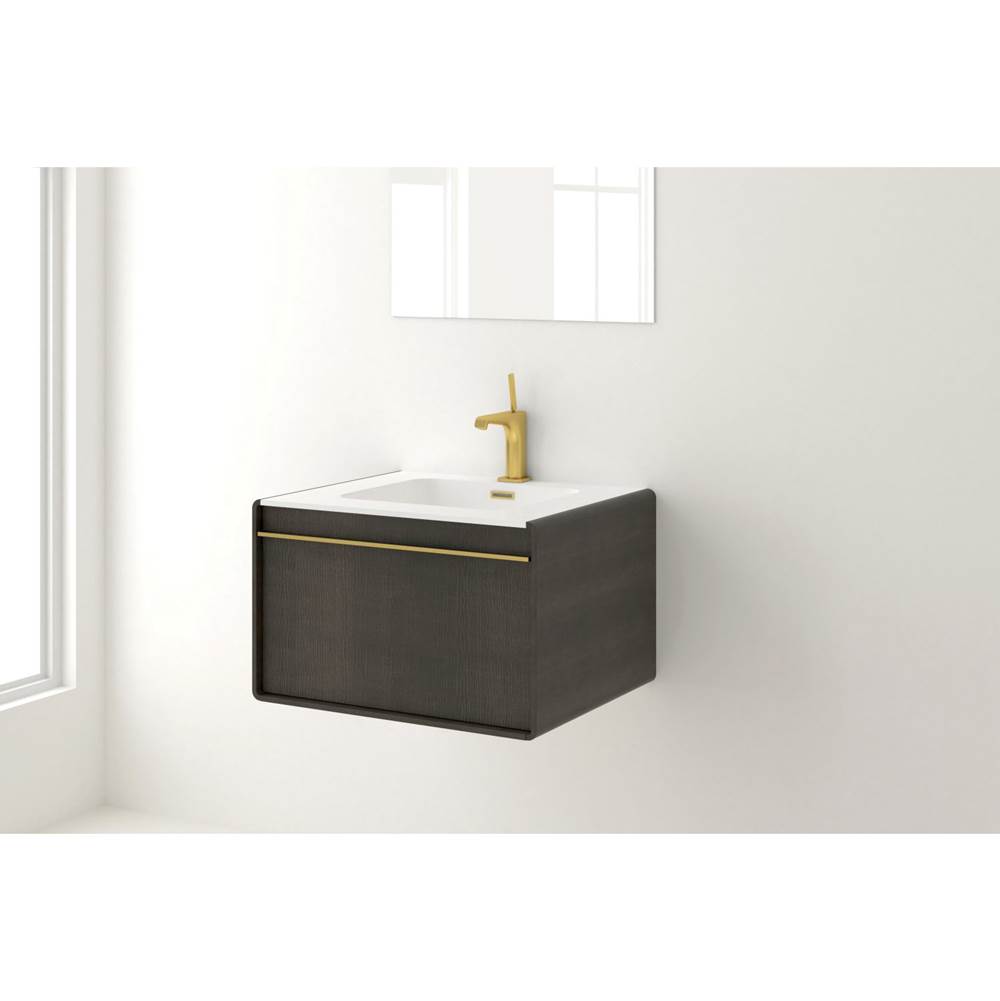 WETSTYLE Deco Vanity Wallmount 60'' - Wl Config Oak St.Har.Grey And Matte Lacquer Black - Brushed Steel